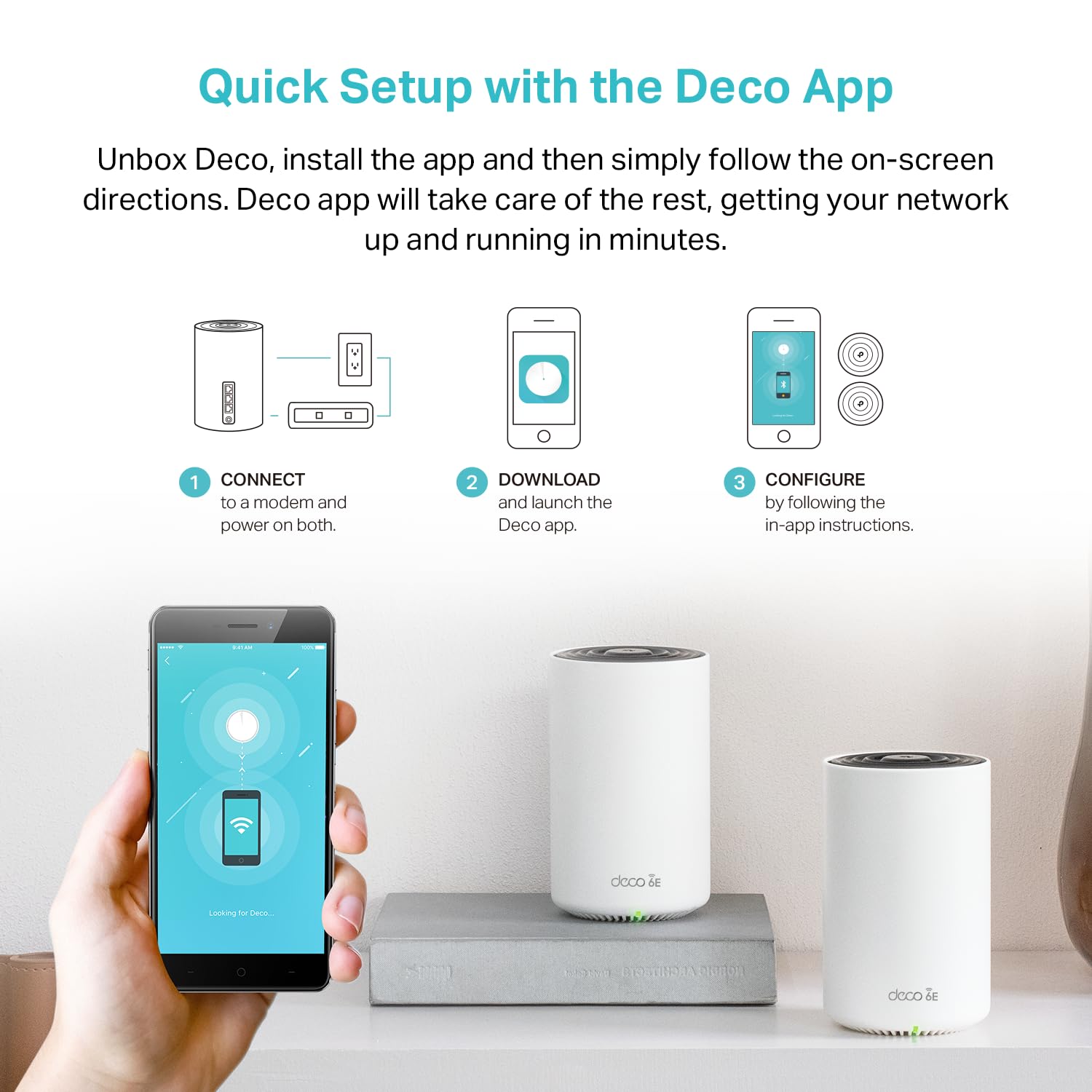 TP‑Link Deco XE75 comparación de tamaño para ubicar nodos fácilmente
