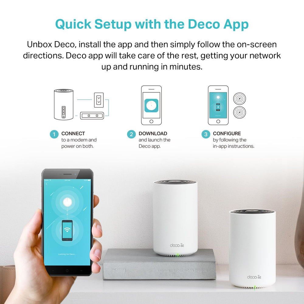 TP‑Link Deco XE75 comparación de tamaño para ubicar nodos fácilmente