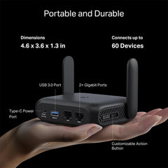 TP‑Link Roam 6 con puertos Ethernet y USB, facilita conexiones cableadas