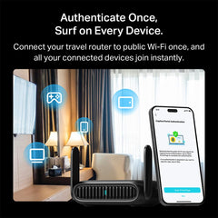 TP‑Link Roam 6 junto a teléfono para comparar tamaño y portabilidad