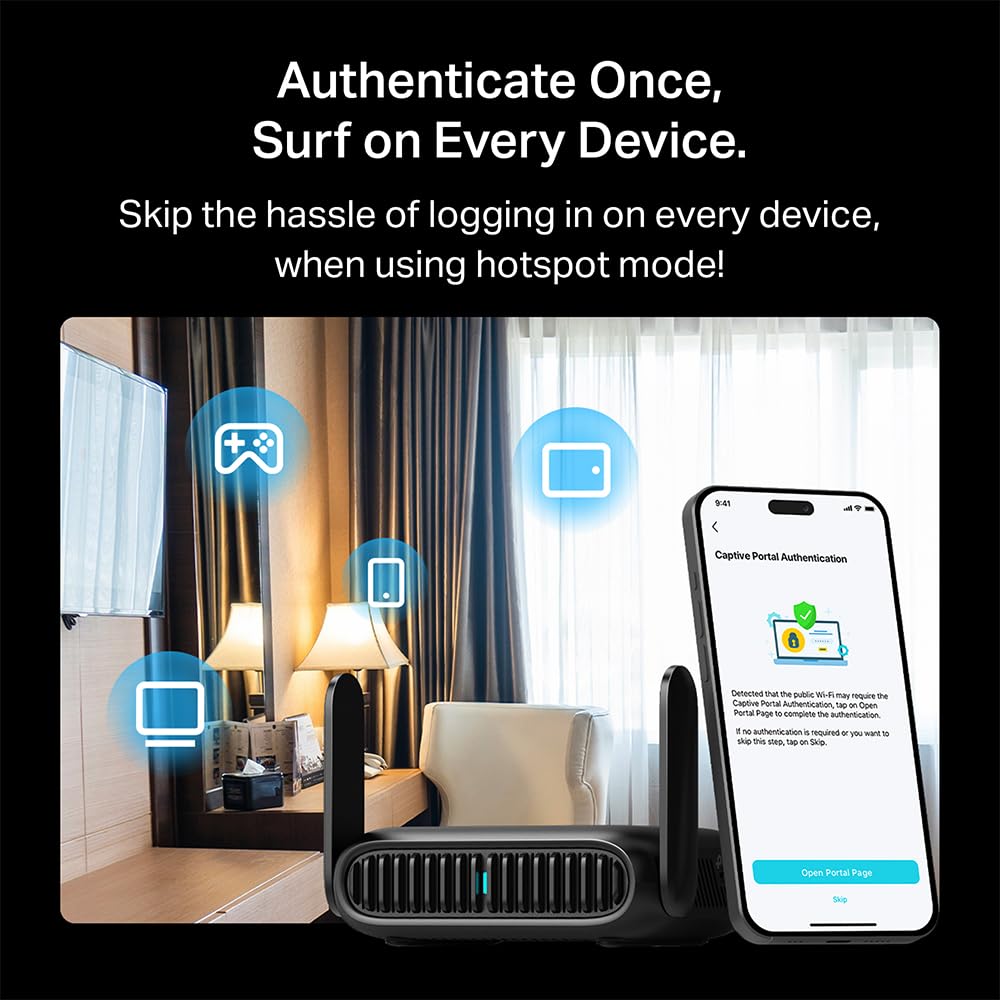 TP‑Link Roam 7 con disco externo conectado al USB 3.0 para compartir archivos