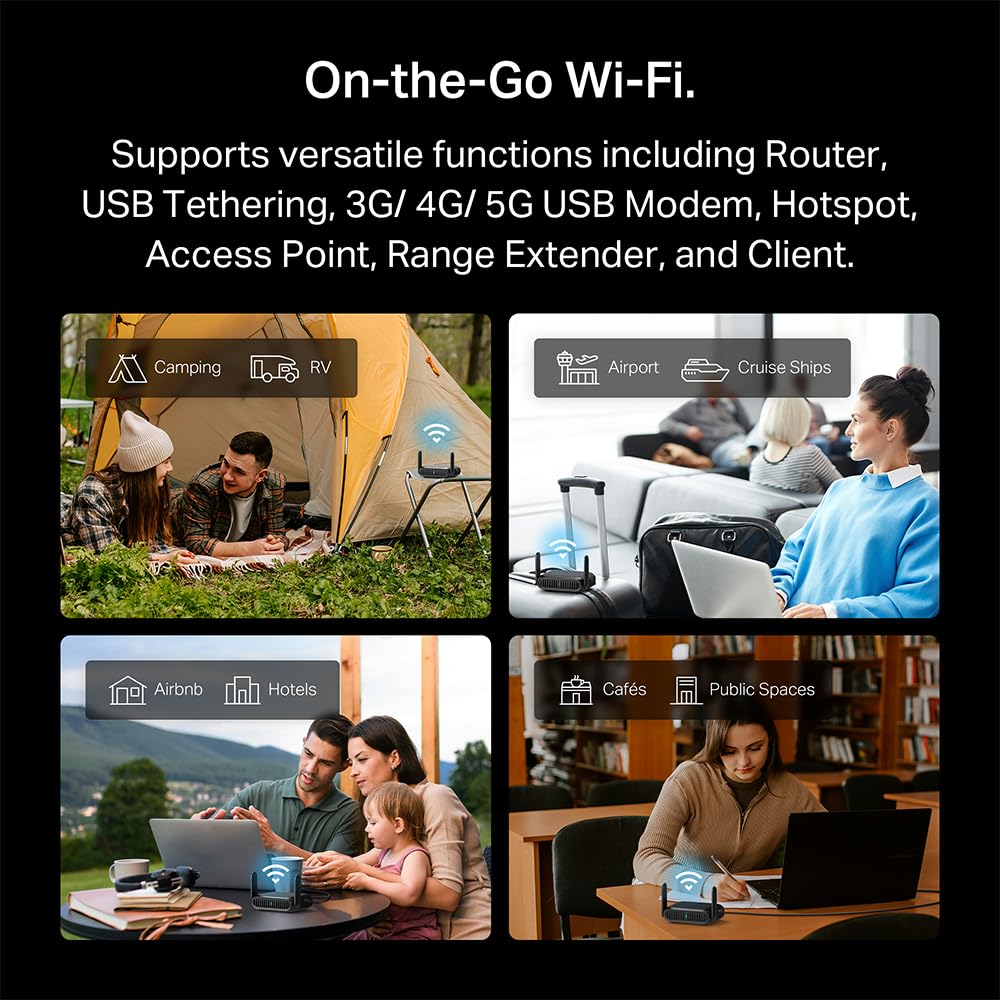 TP‑Link Roam 7 en cafetería creando red privada y protegiendo dispositivos