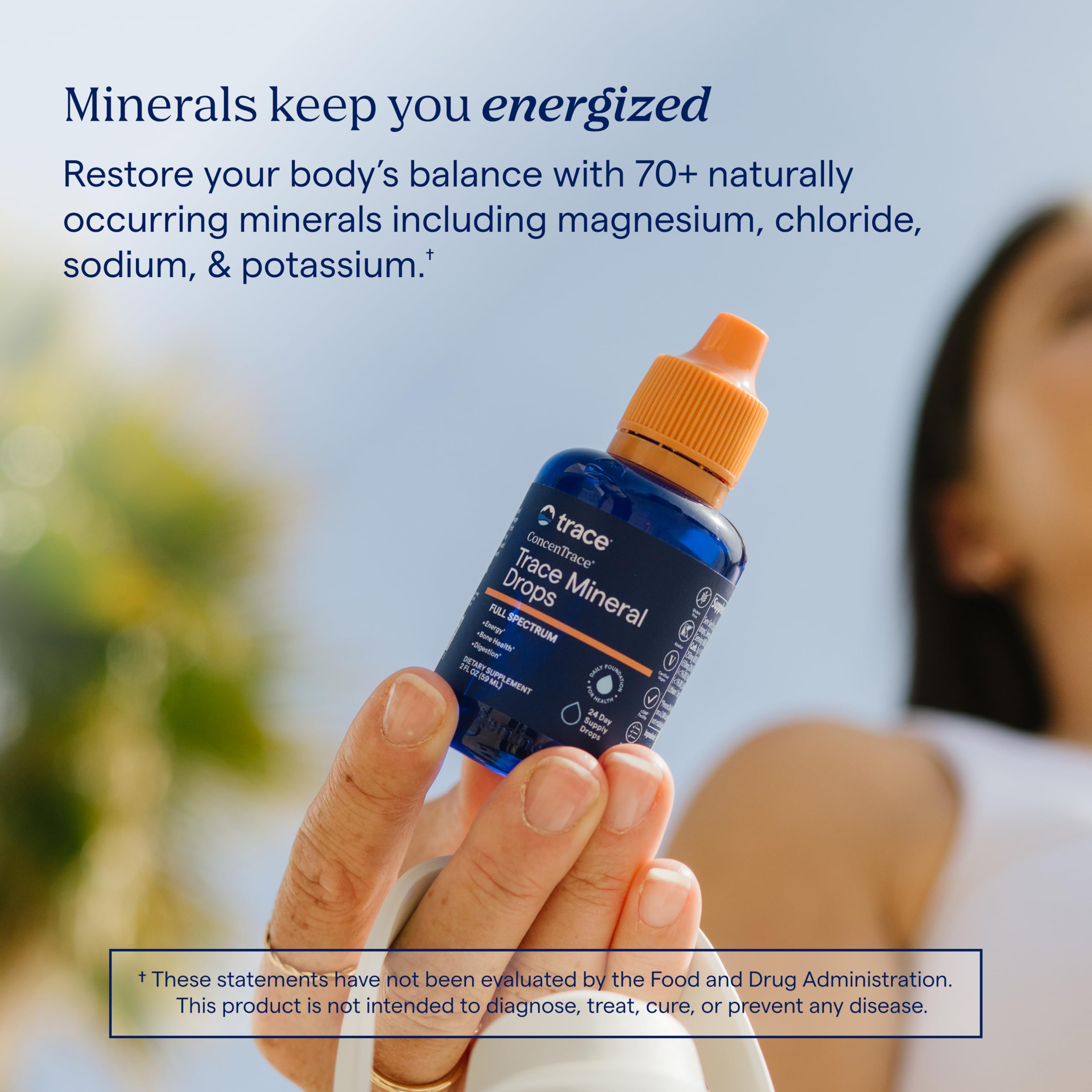 Trace Minerals etiqueta y lista de ingredientes visible para confirmar minerales incluidos