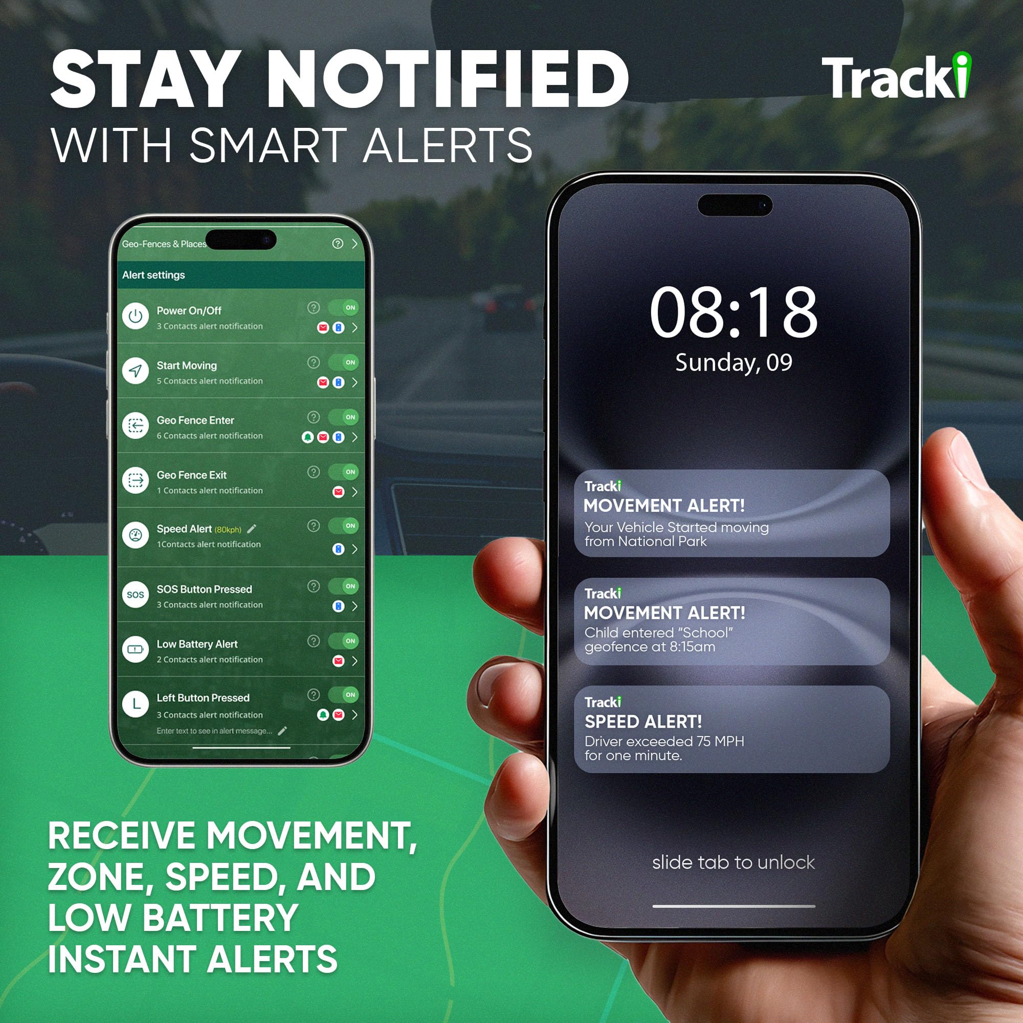 Tracki batería extraíble enfatizando reemplazo y mayor autonomía