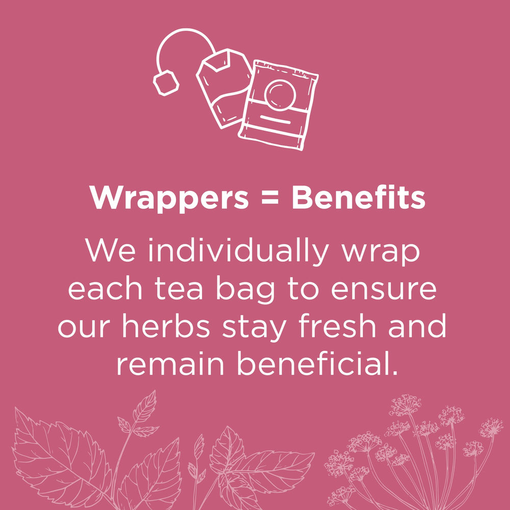 Traditional Medicinals bolsa de té compostable destacando sostenibilidad