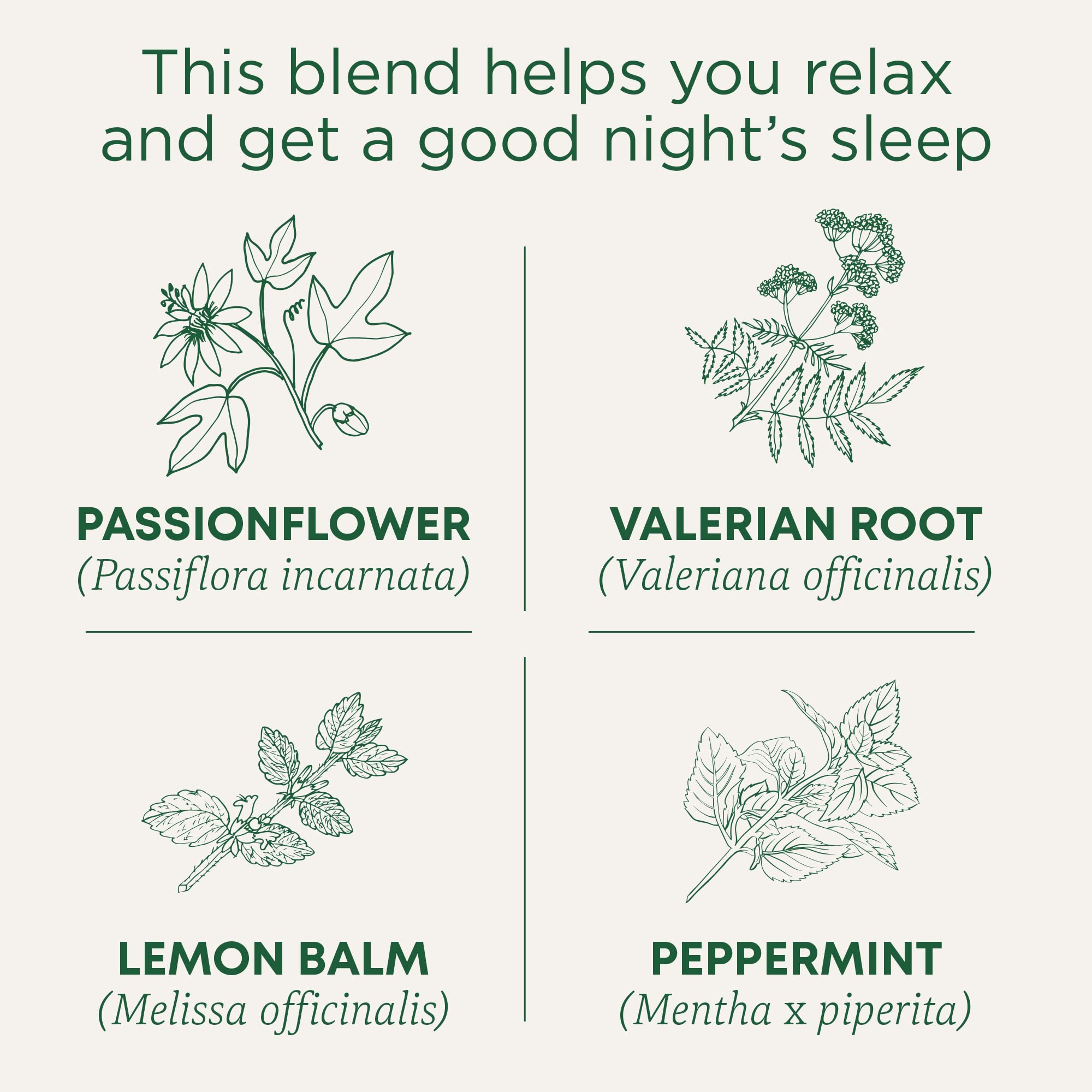 Traditional Medicinals ingredientes: raíz de valeriana, pasiflora, toronjil y menta