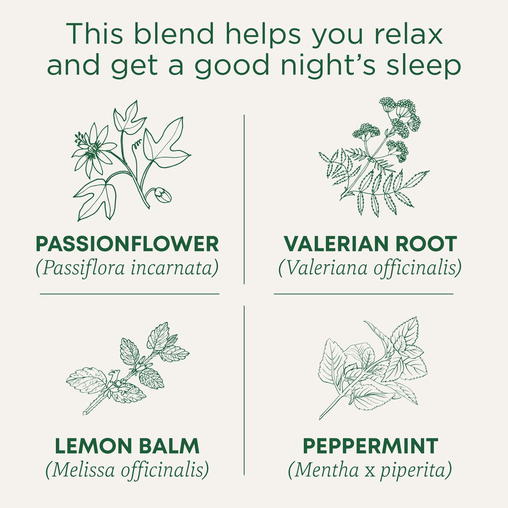 Traditional Medicinals ingredientes: raíz de valeriana, pasiflora, toronjil y menta