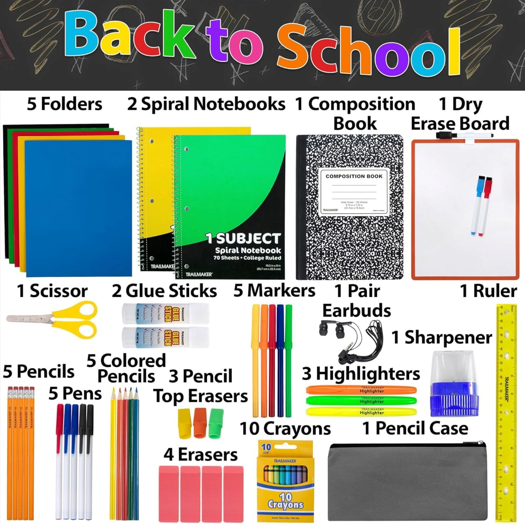 Trail maker cuadernos y libreta de composición organizados para tareas