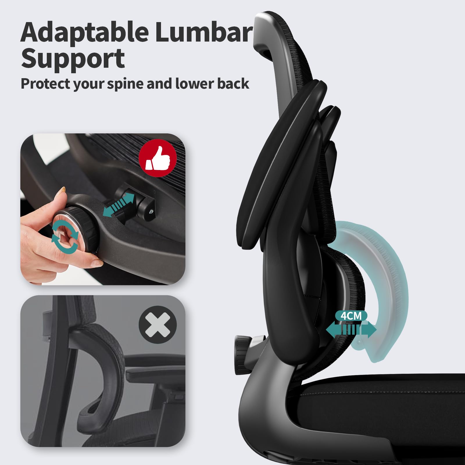 TRALT mecanismo lumbar ajustable para soporte lumbar personalizado