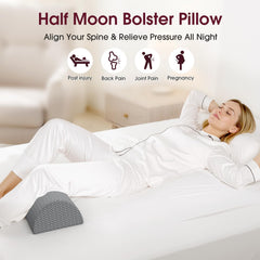 TranquilRelax almohada en uso sobre cama mejorando alineación lumbar y confort nocturno