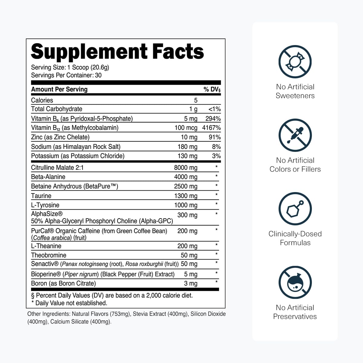 Transparent Labs etiqueta Bulk con lista de ingredientes transparente y claridad informativa