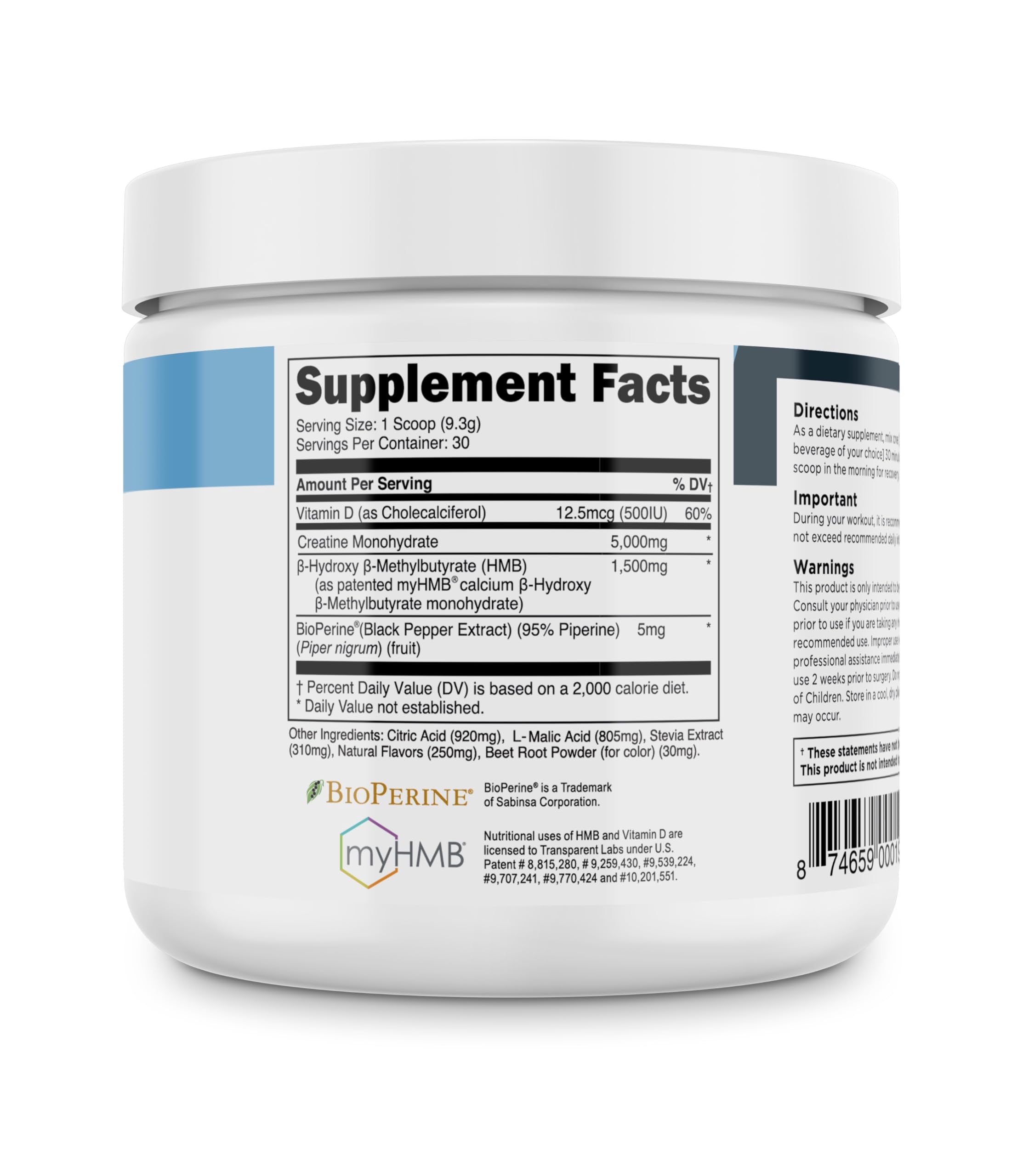 Presentación sabor sandía de Transparent Labs Creatine HMB para consumo