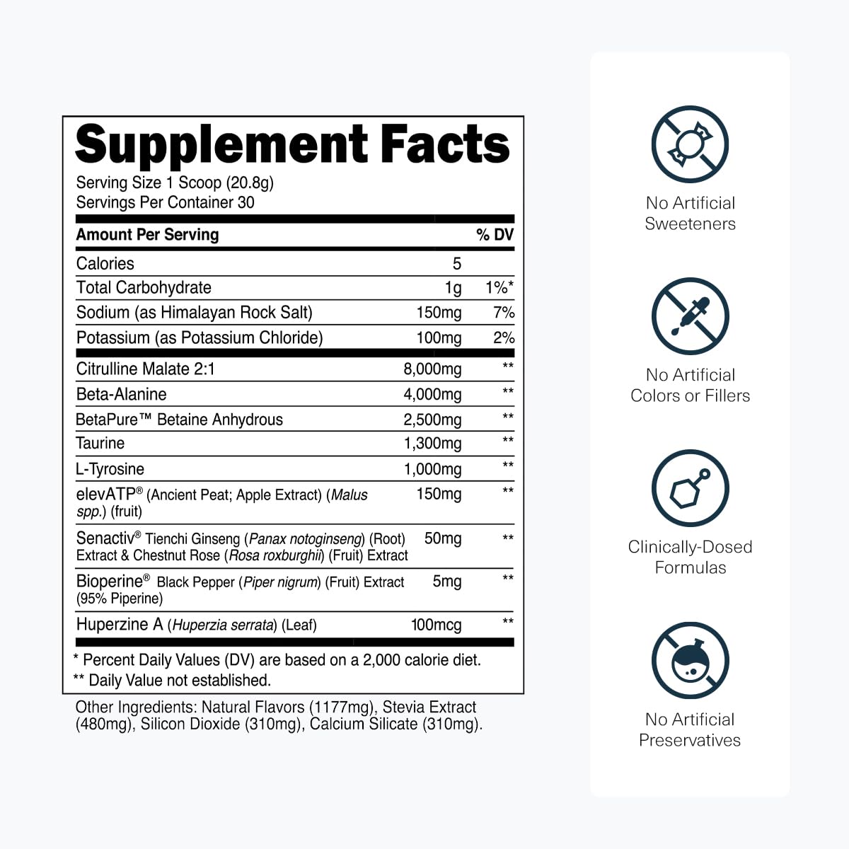Transparent Labs etiqueta ingredientes, transparencia y dosificaciones visibles