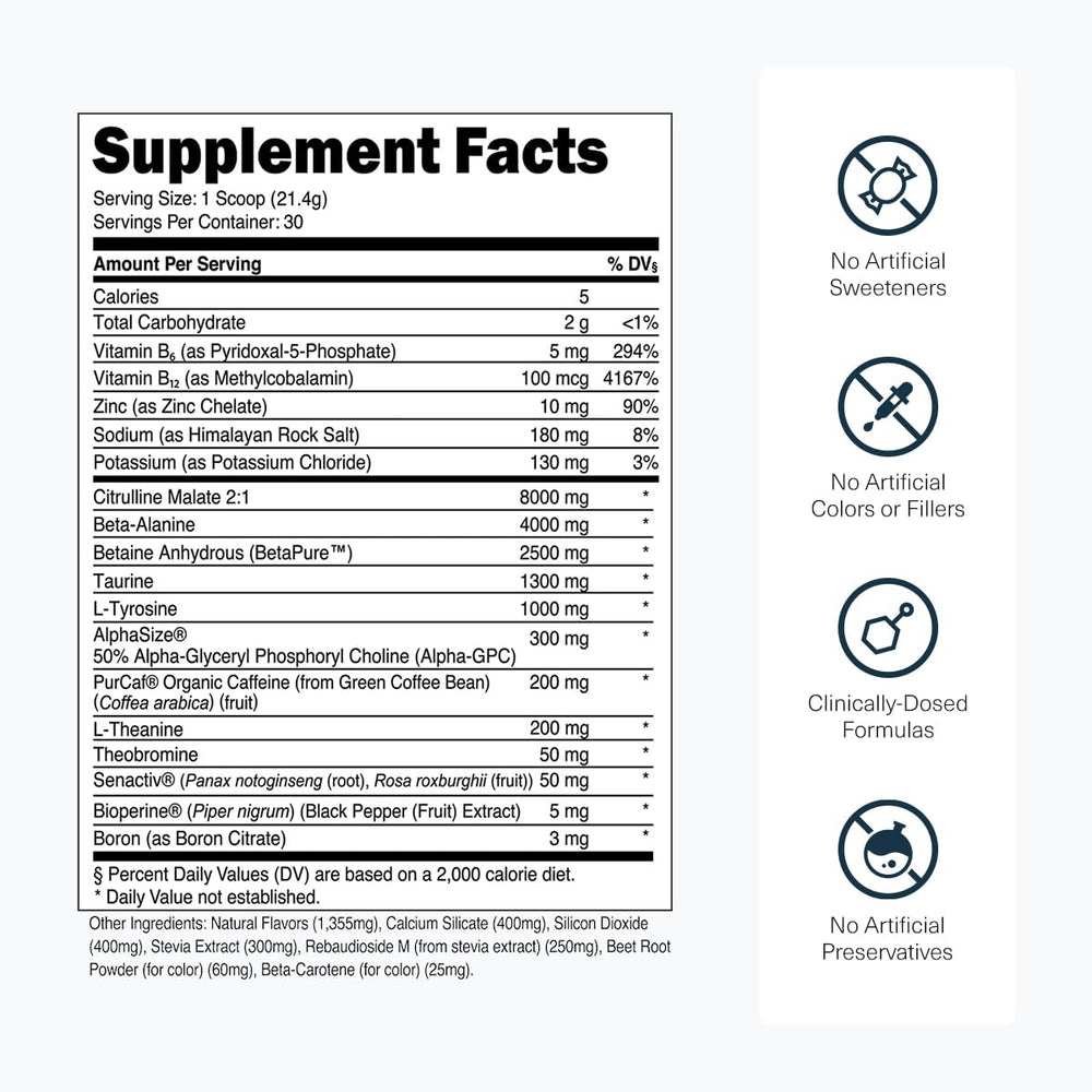 Transparent Labs etiqueta legible con ingredientes y dosis transparentes