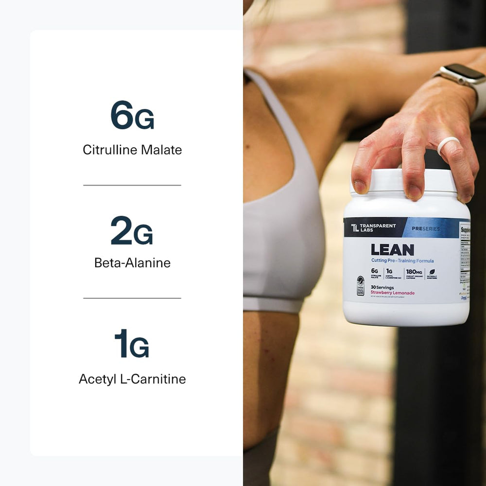 Vaso preparado de Transparent Labs Lean Pre-Workout listo para beber antes del entrenamiento