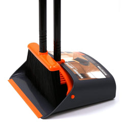 TreeLen broom and dustpan front view showing upright storage benefit