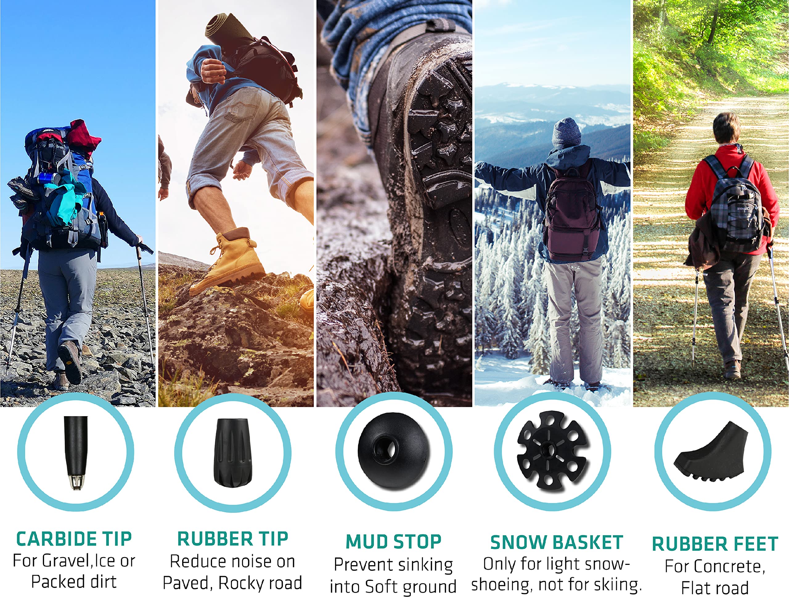 TREKOLOGY bastones junto a mochila para comparar tamaño y portabilidad