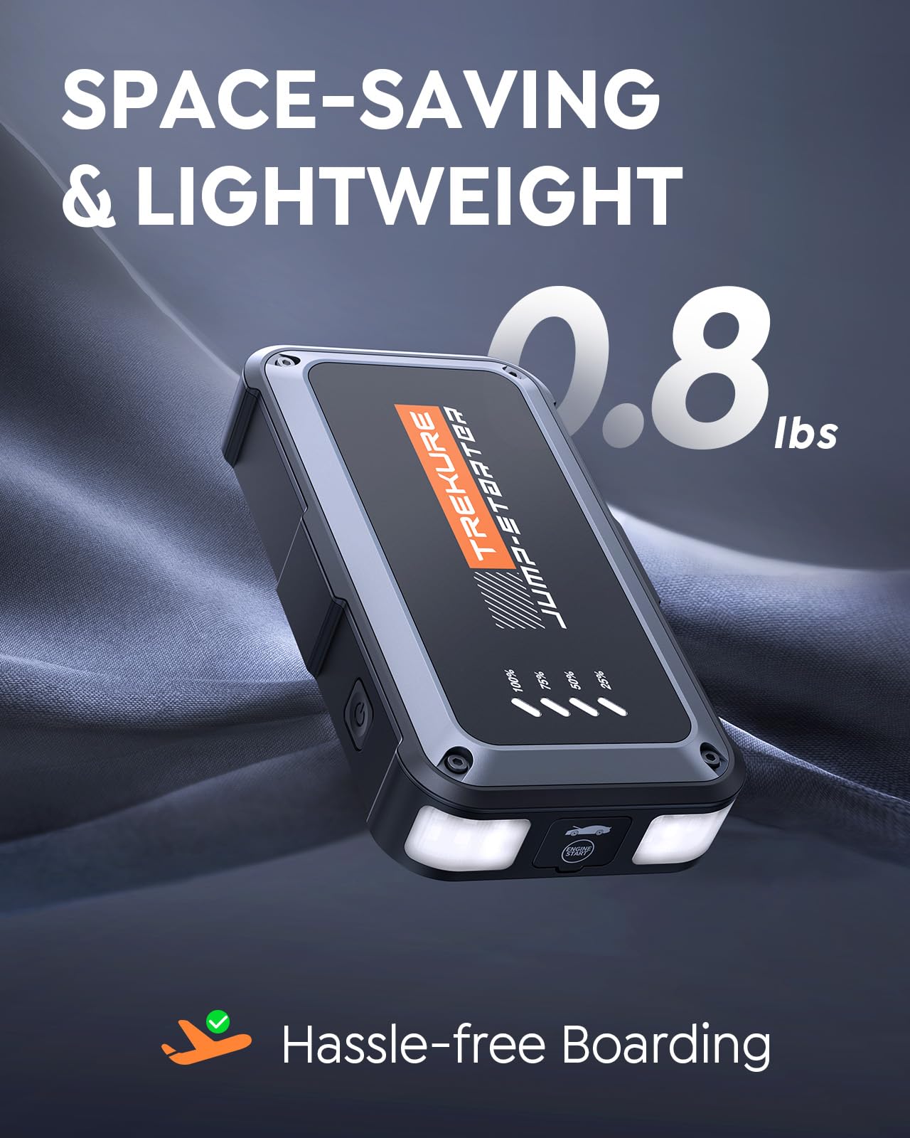 TREKURE luz multifunción mostrando modos SOS y estroboscópico