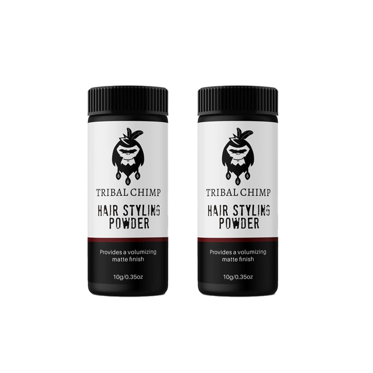Tribal Chimp envase frontal pequeño mostrando diseño y beneficio de volumen instantáneo