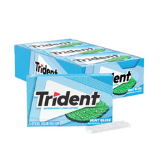 Trident muestra frontal del empaque, visibilidad del producto y ventaja de cantidad