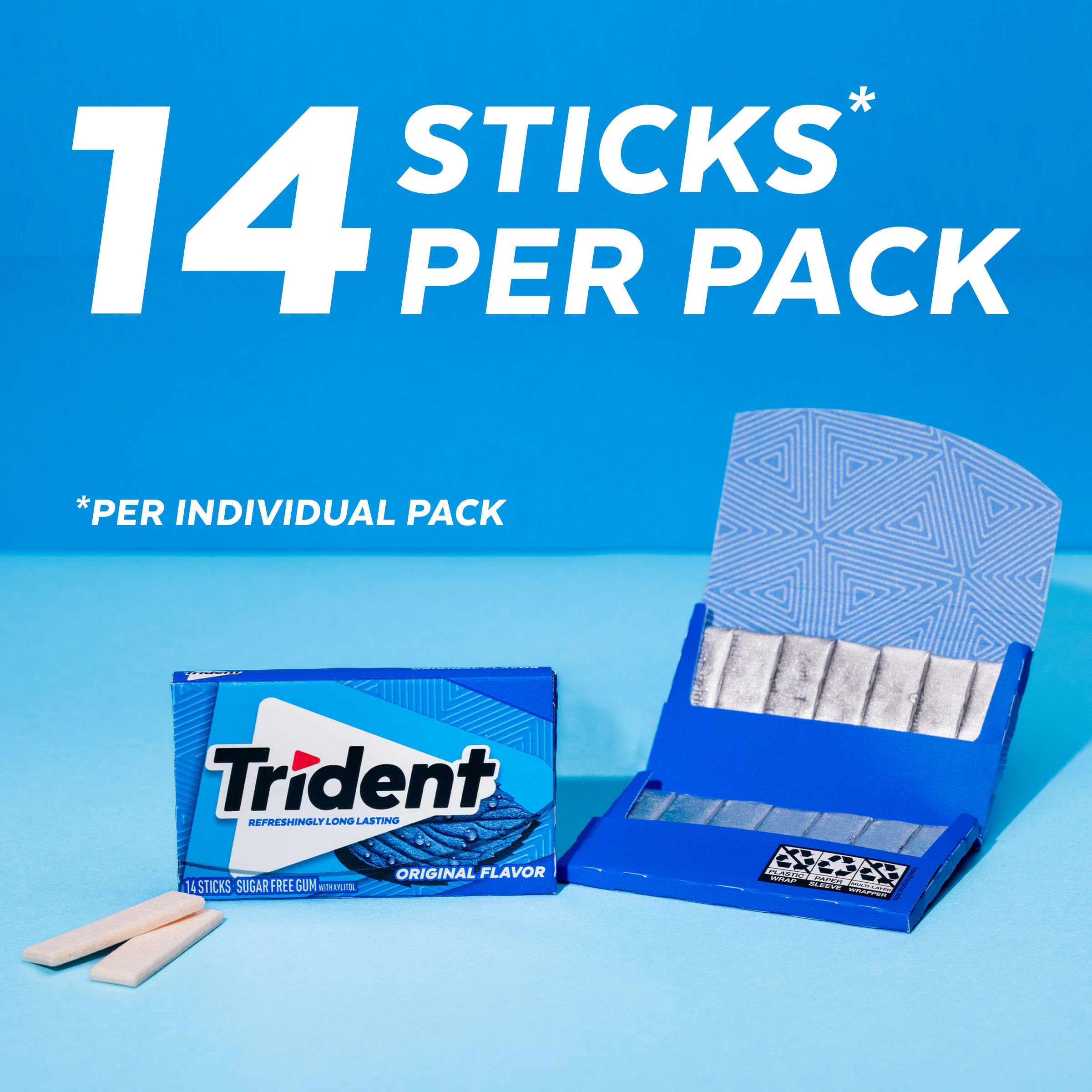 Trident varios paquetes abiertos mostrando piezas listas para usar