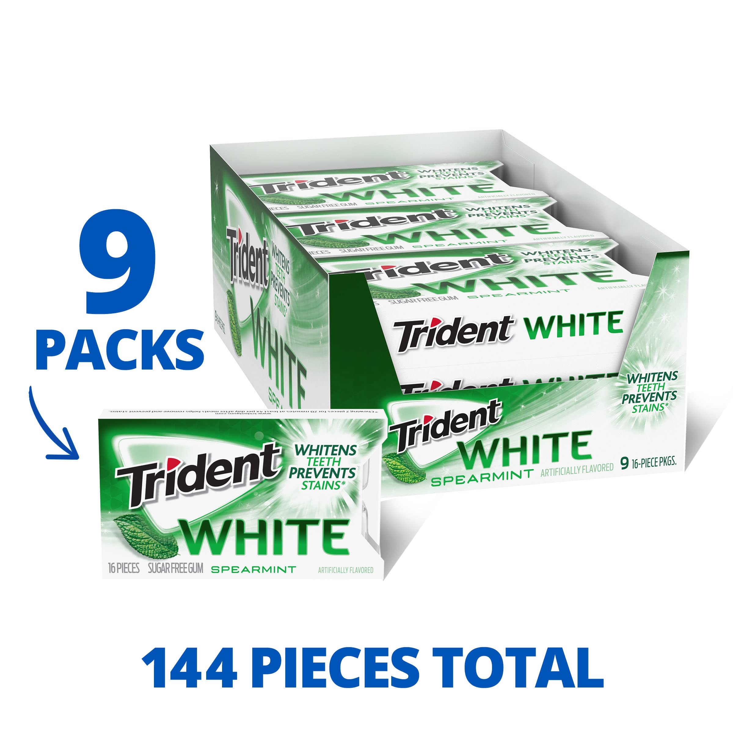 Trident envase abierto con 16 piezas para fácil acceso y compartir