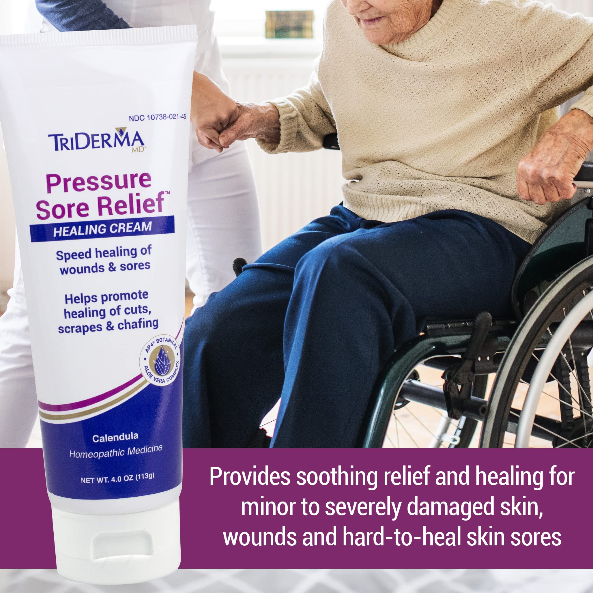 TriDerma cream texture close-up highlighting smooth, fast-absorbing gel-cream for gentle relief