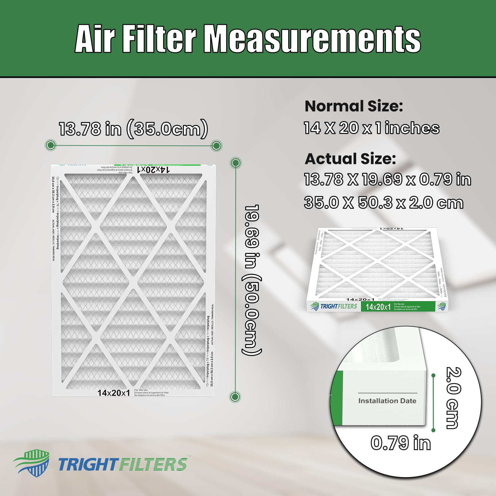 TRIGHTFILTERS primer plano de los pliegues que aumenta superficie y eficiencia