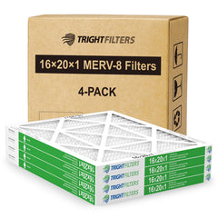 TRIGHTFILTERS frontal del paquete mostrando los cuatro filtros y ventaja de reemplazo