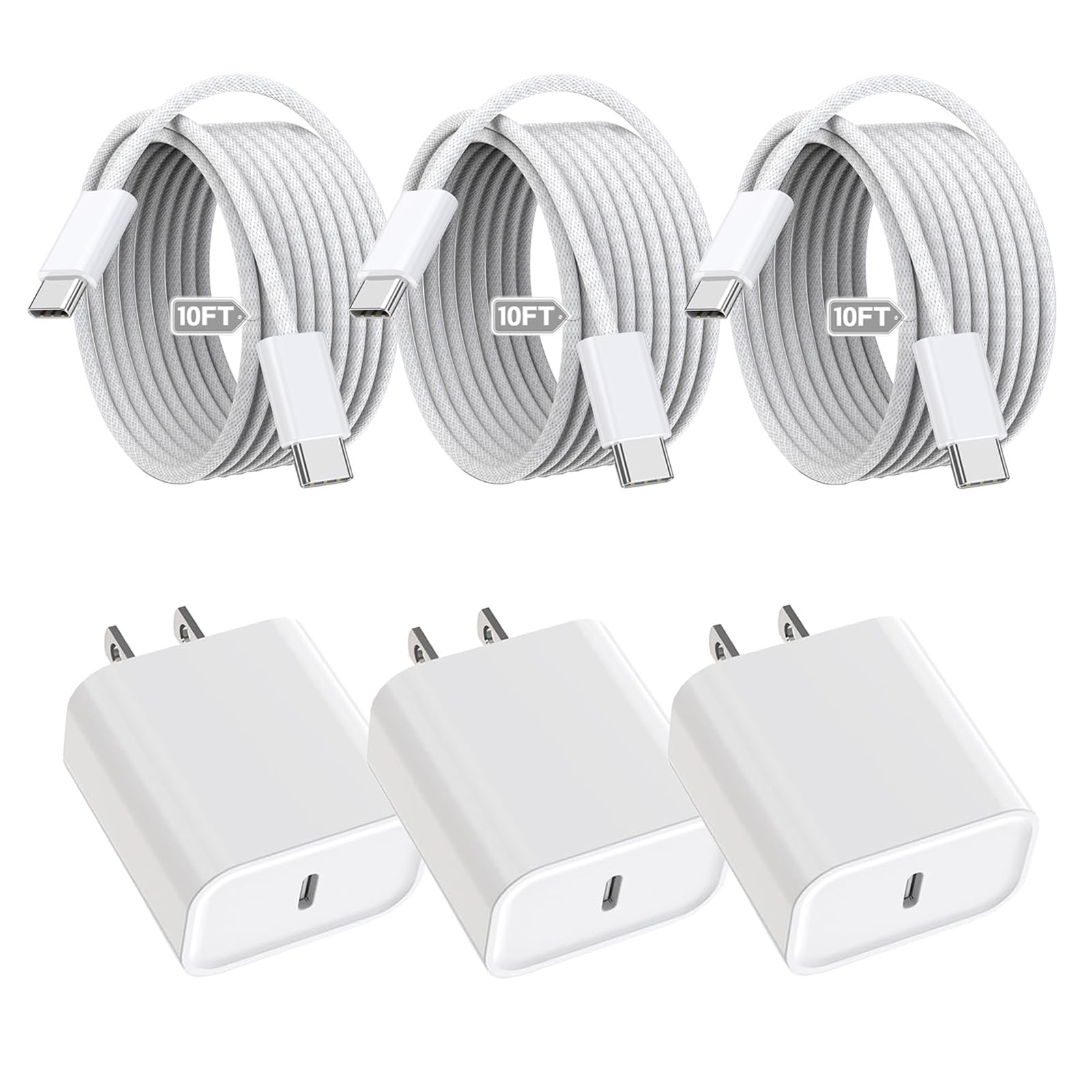 TrimDish cargador frontal del paquete mostrando adaptador y cable, carga rápida segura