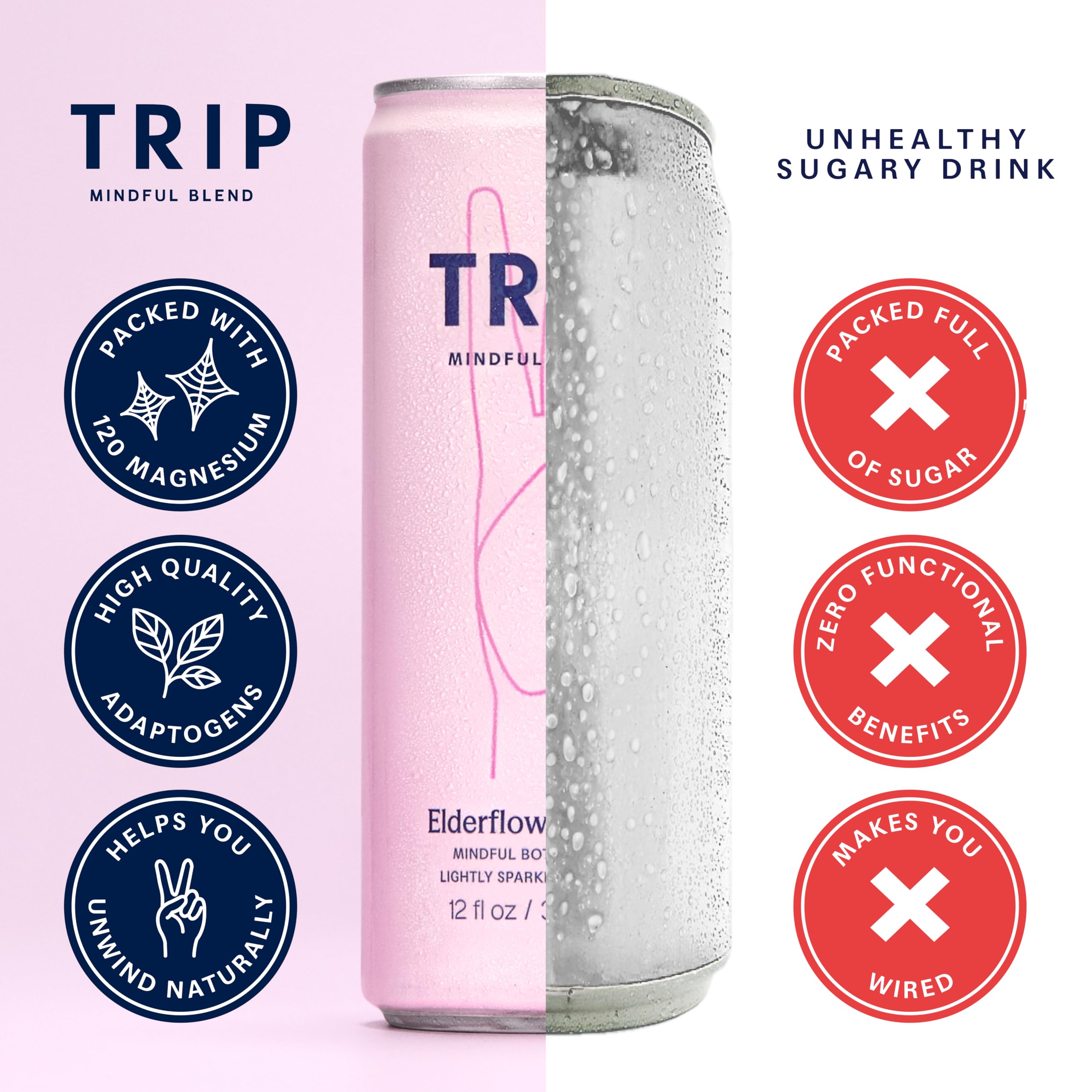 TRIP vaso con hielo y rodaja de limón, realza sabor floral y refrescante
