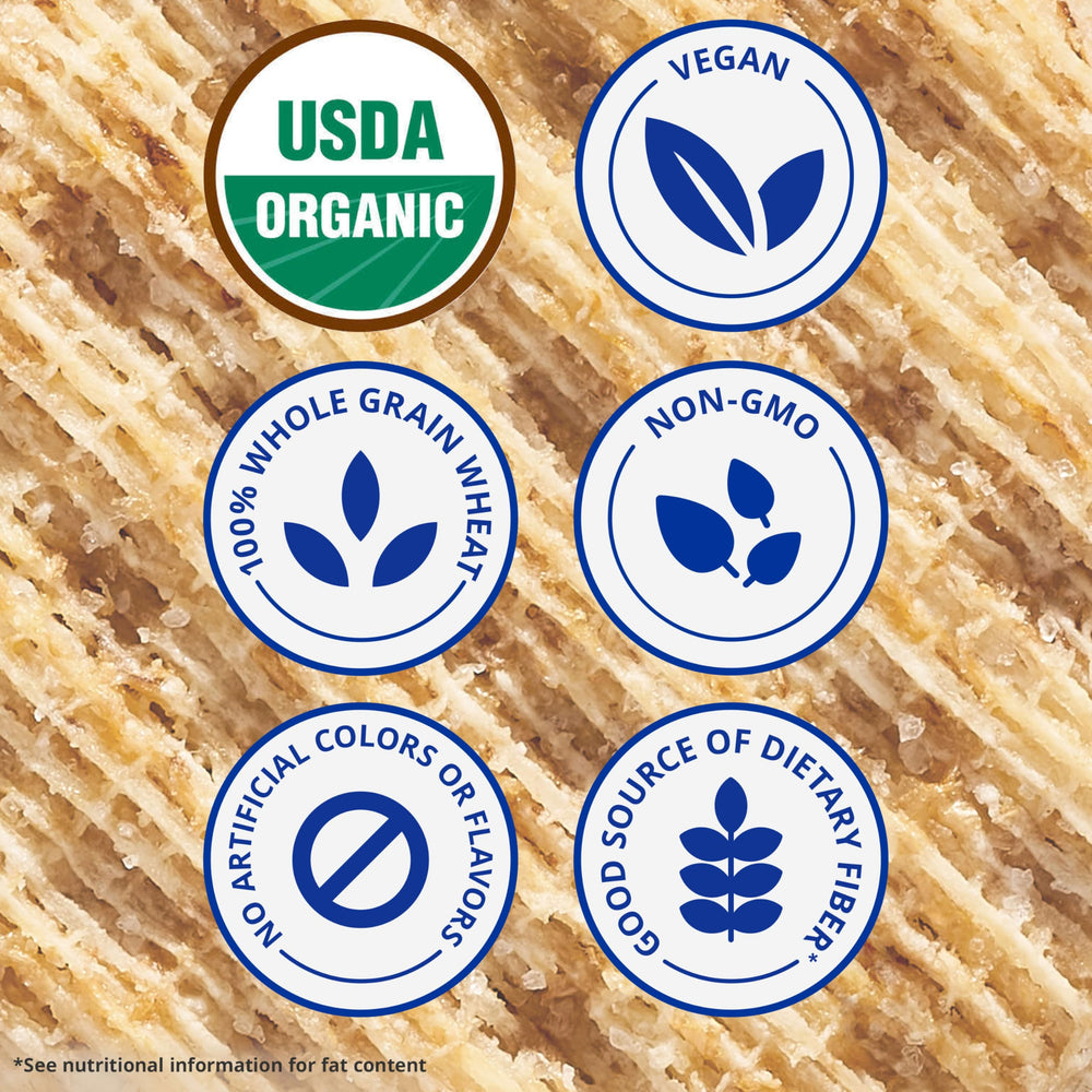 Triscuit primer plano de etiqueta con certificación USDA Organic visible