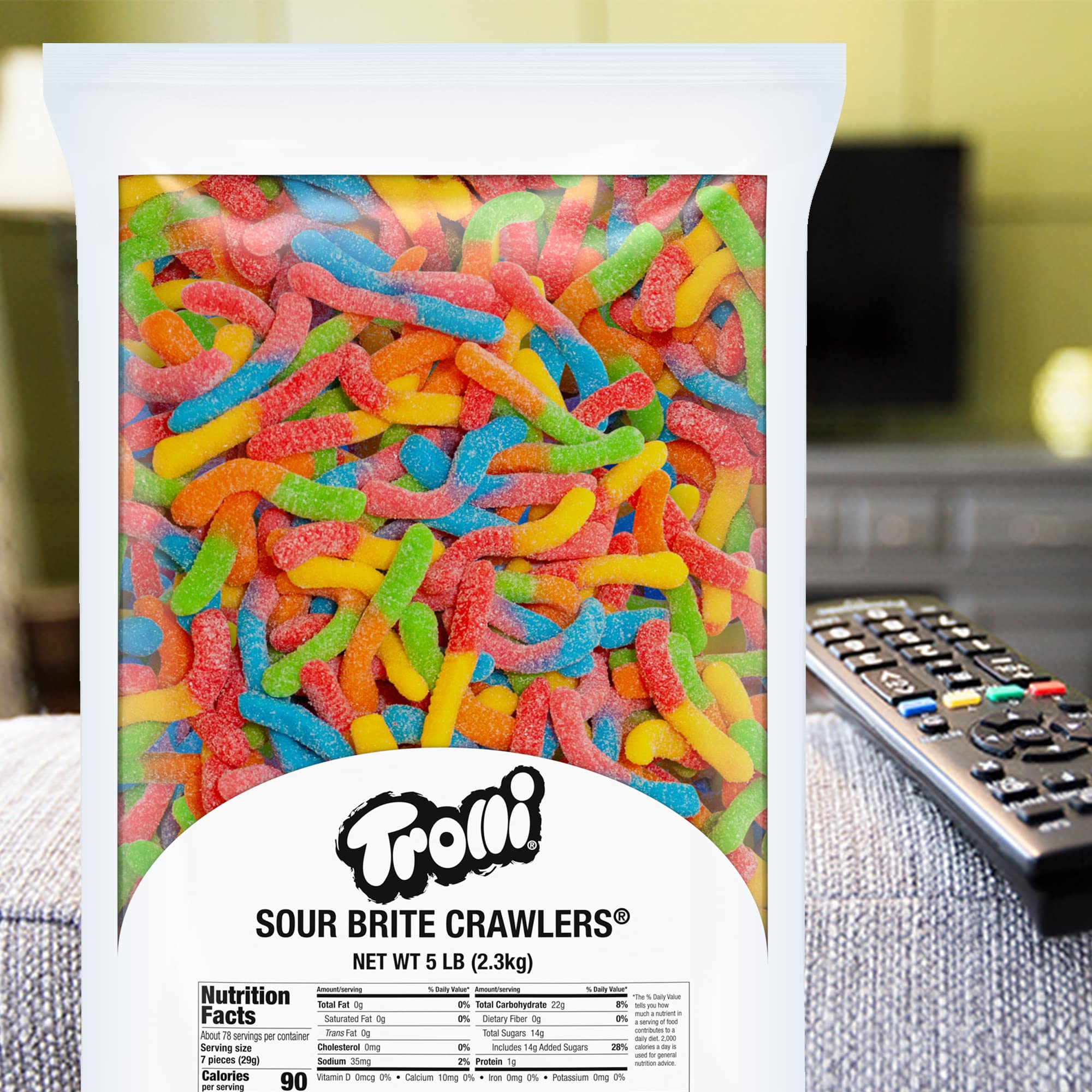 Trolli etiqueta nutricional y lista de sabores para información clara
