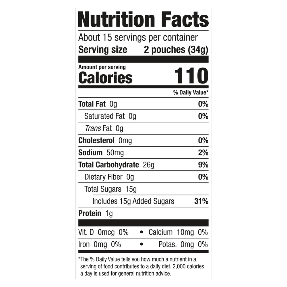 Trolli detalle de la etiqueta nutricional para información clara