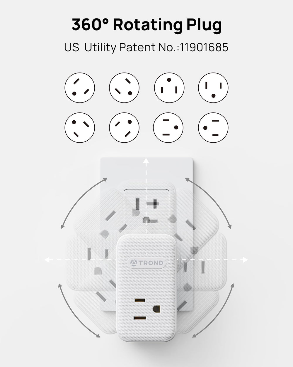 TROND comparación de tamaño junto a un teléfono que muestra su formato compacto