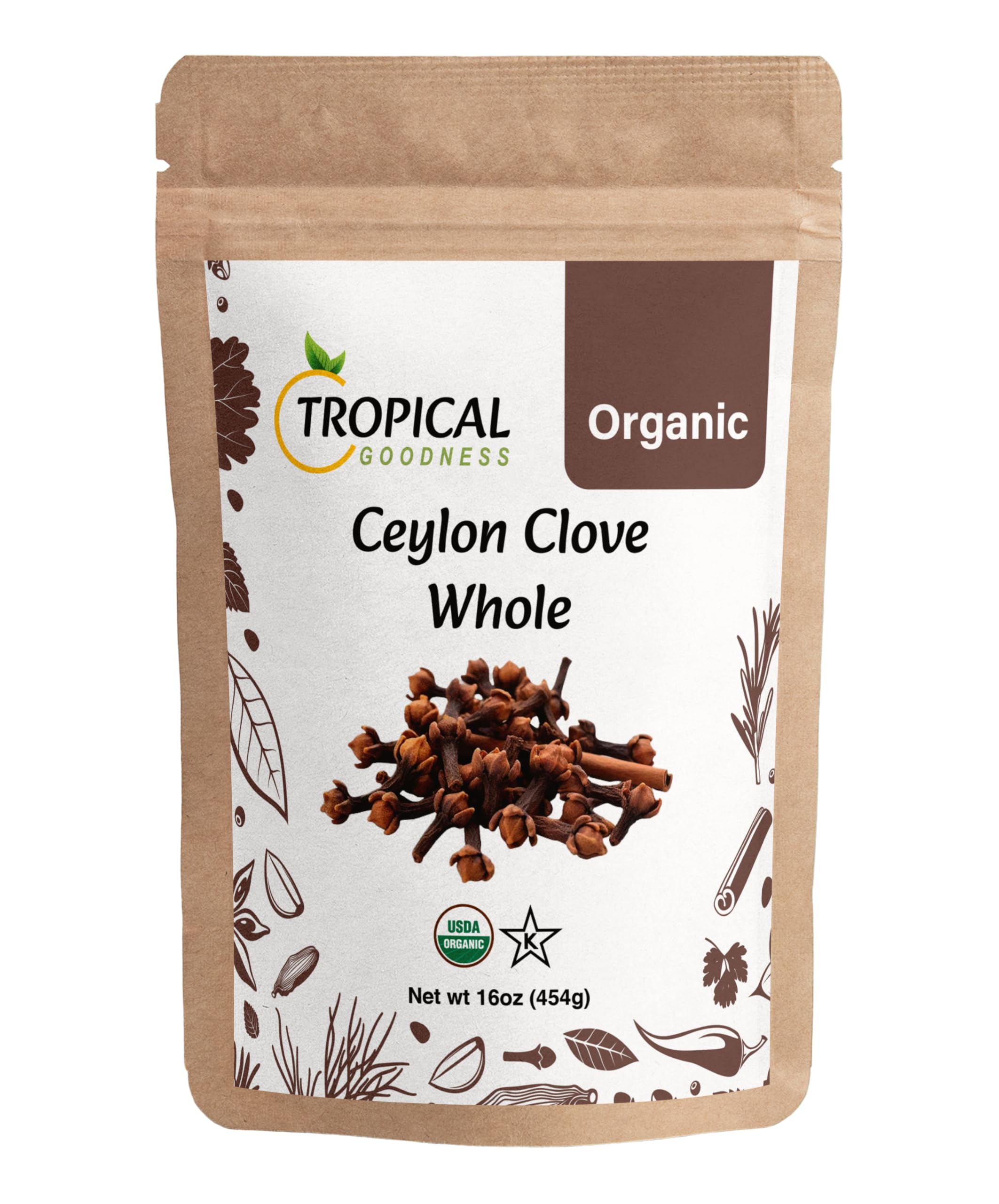 Tropical Goodness frente del empaque mostrando 16 oz y certificaciones