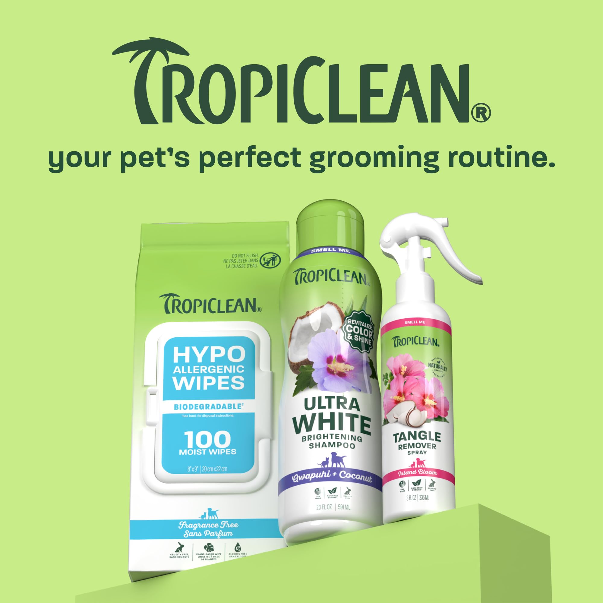 TropiClean en ambiente exterior mostrando pelaje limpio y libre de olores