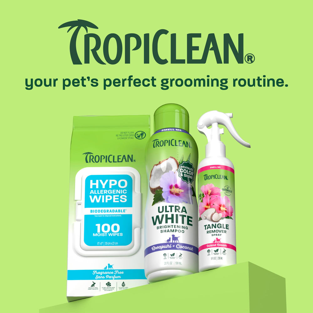TropiClean en ambiente exterior mostrando pelaje limpio y libre de olores