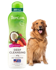 TropiClean frente de la botella mostrando tamaño y etiqueta clara
