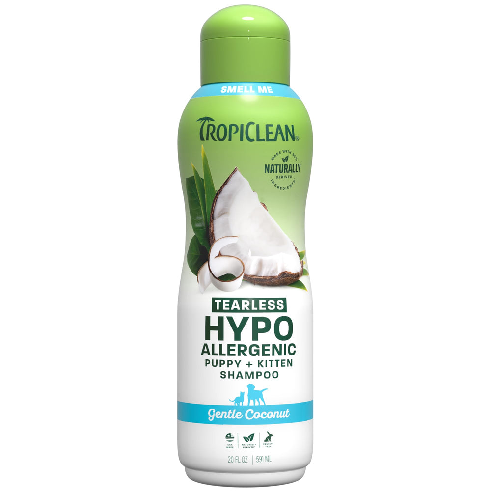 TropiClean envase frontal 20 oz que muestra diseño y tamaño del producto