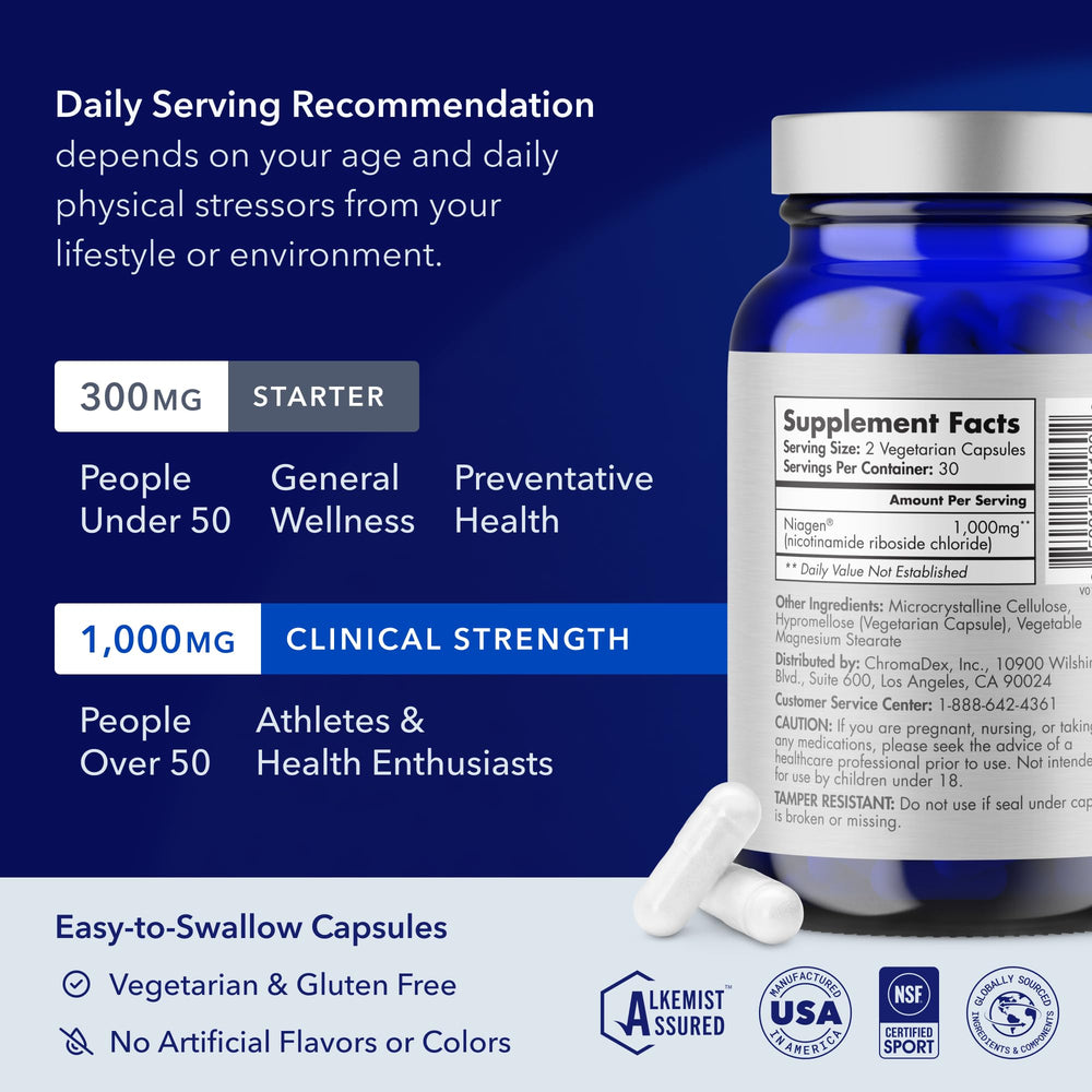 TRU NIAGEN etiqueta nutricional ampliada destacando ingredientes y pureza