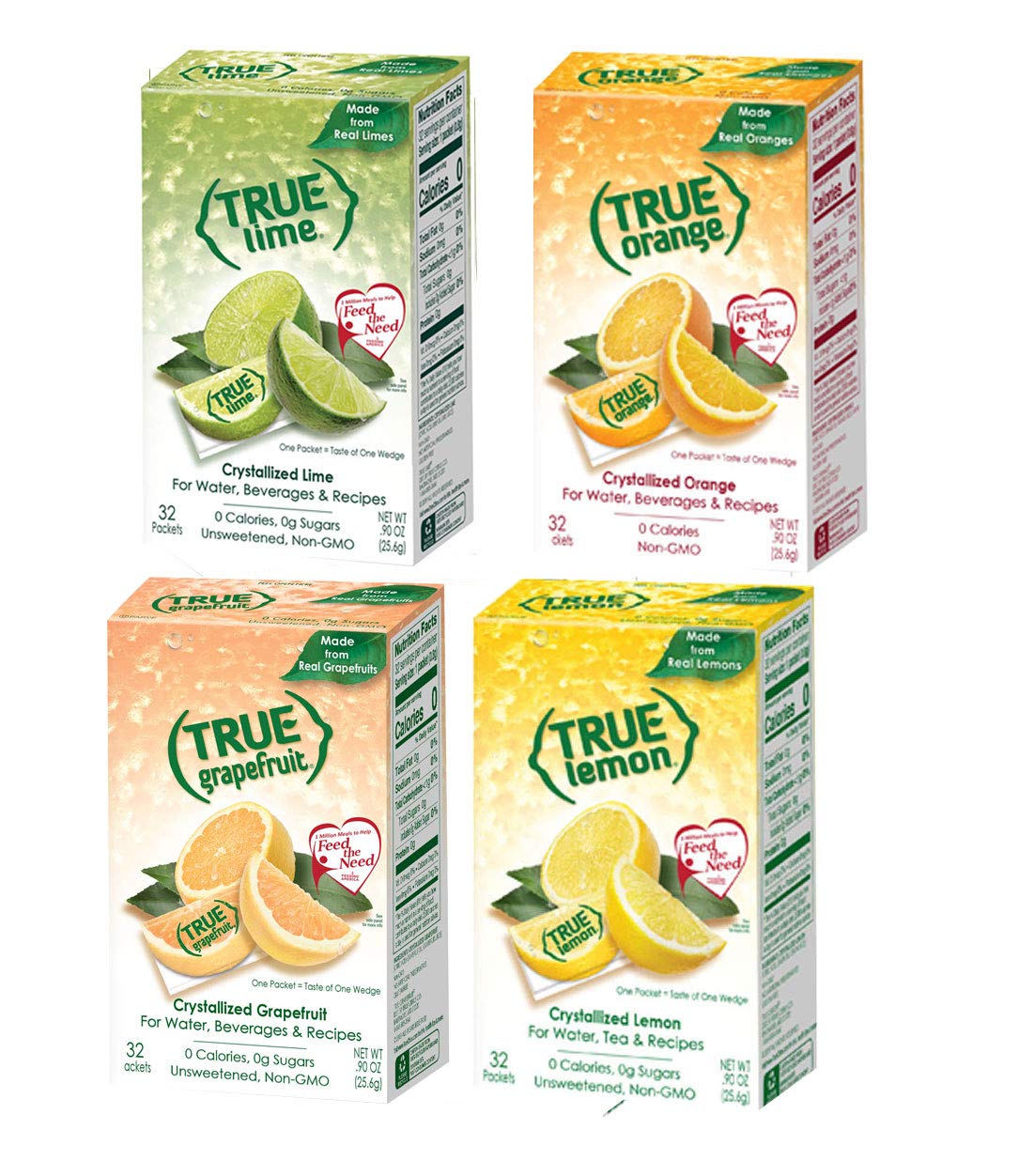 True Citrus paquete frontal mostrando las cuatro cajas para fácil elección