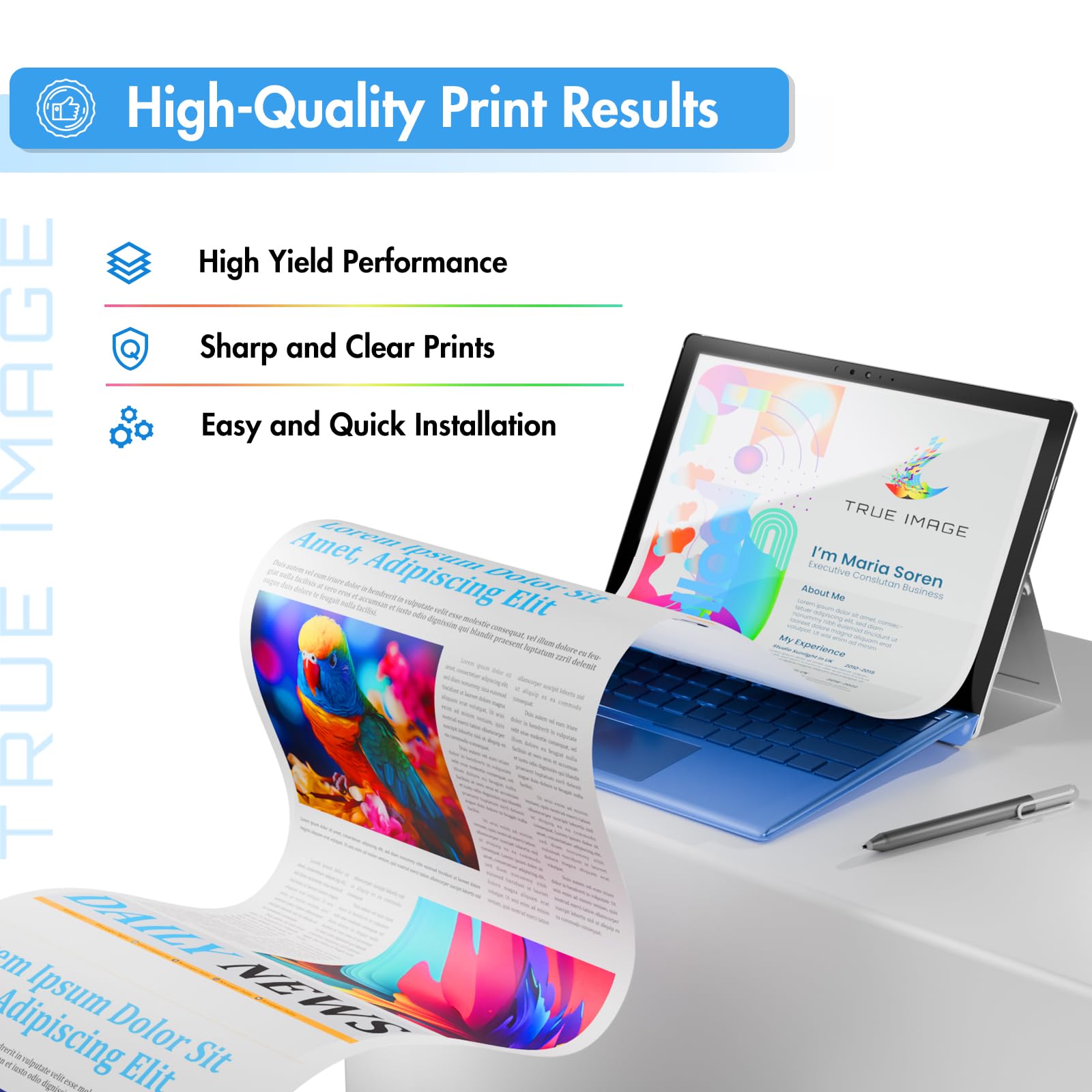 TRUE IMAGE cartuchos instalados en HP M283fdw mostrando compatibilidad segura