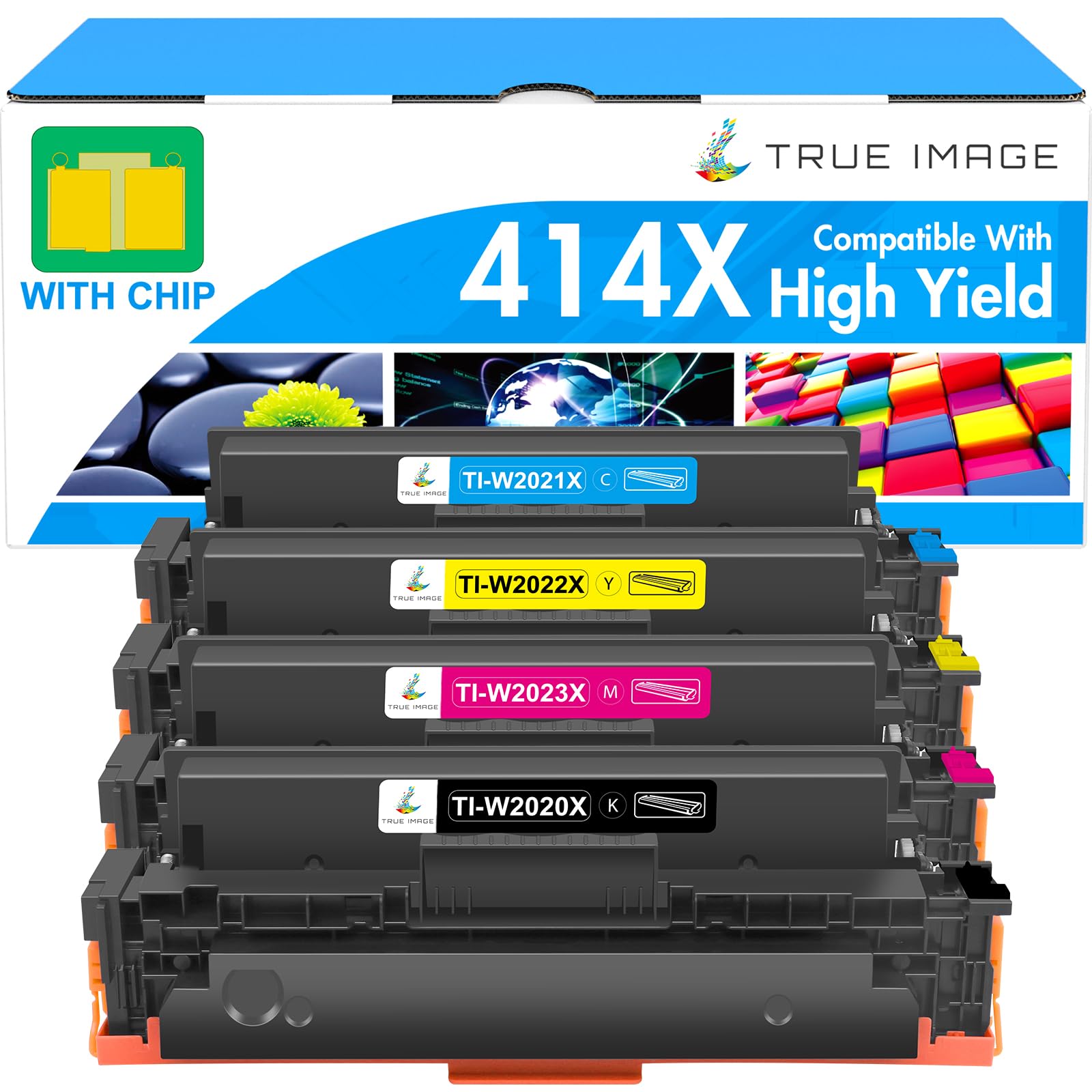 TRUE IMAGE empaque frontal del paquete 4 cartuchos mostrando compatibilidad