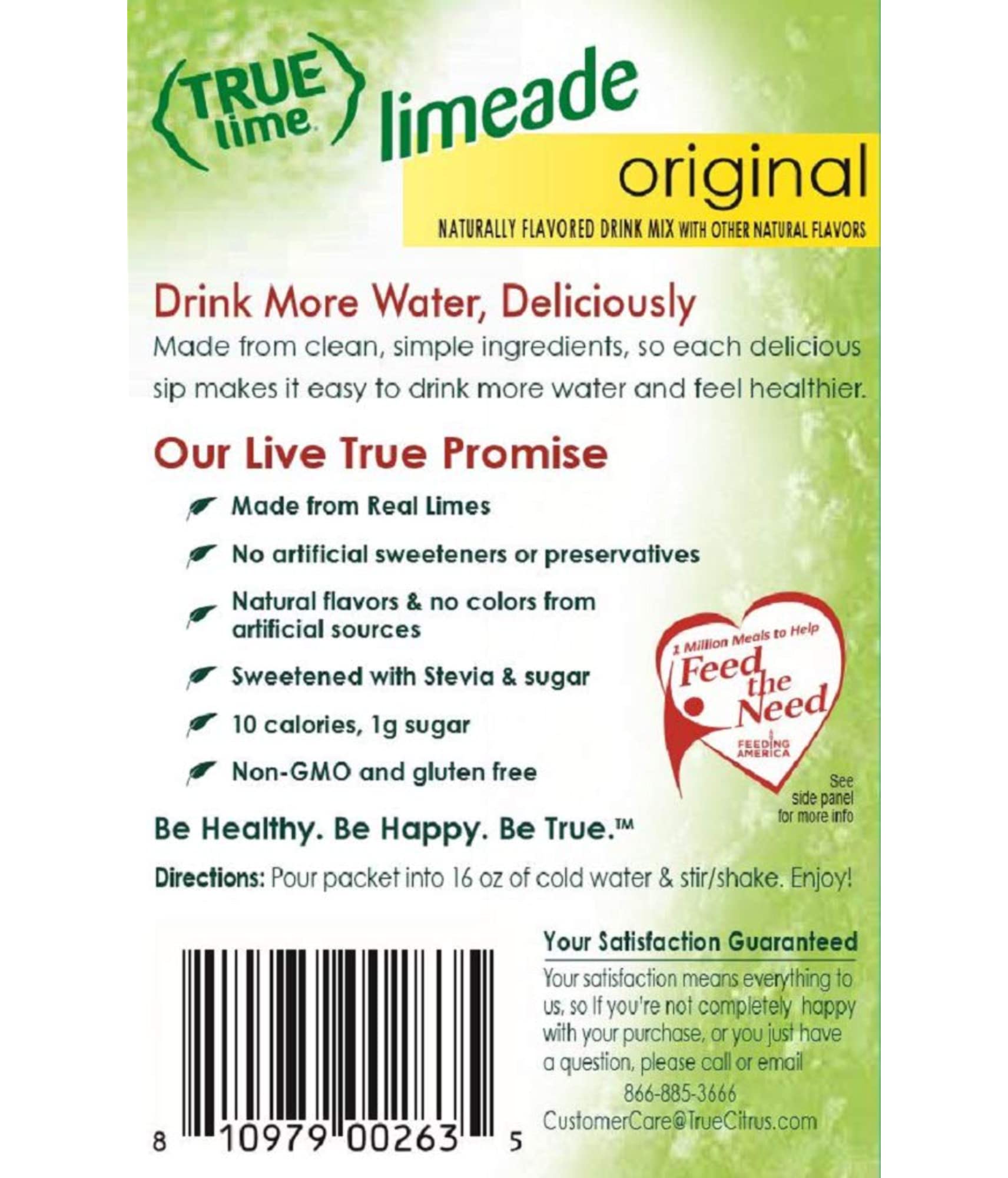 True Citrus vaso servido con Limeade y hielo, refresco instantáneo