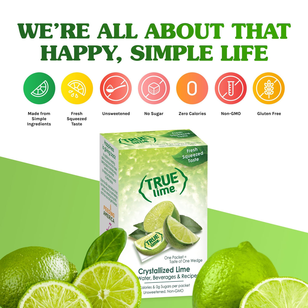 True Lime etiqueta con lista de ingredientes simples y ventajas limpias