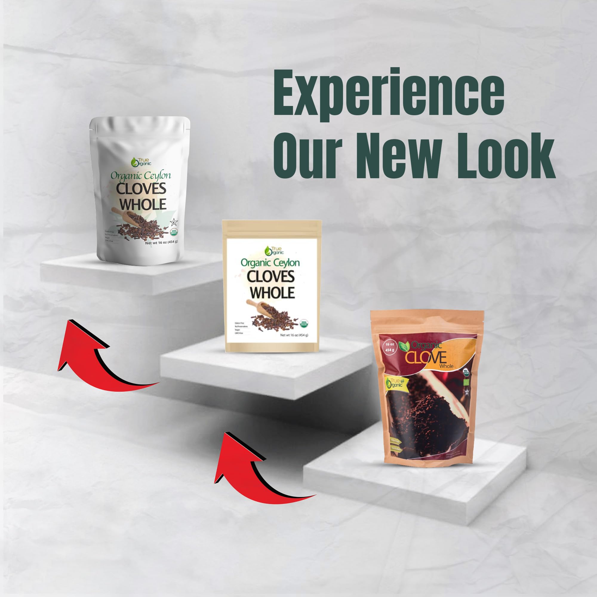 True Organic detalle de textura de clavo entero resaltando aceites