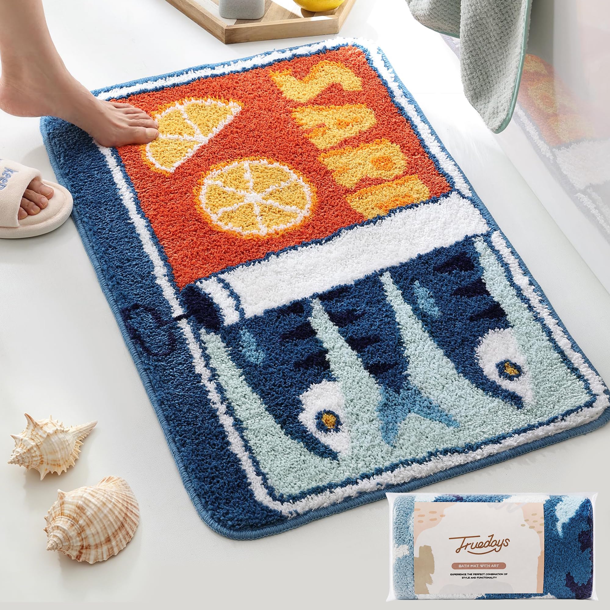 TRUEDAYS alfombra frontal con diseño lata de sardinas y limón, aporta estilo divertido