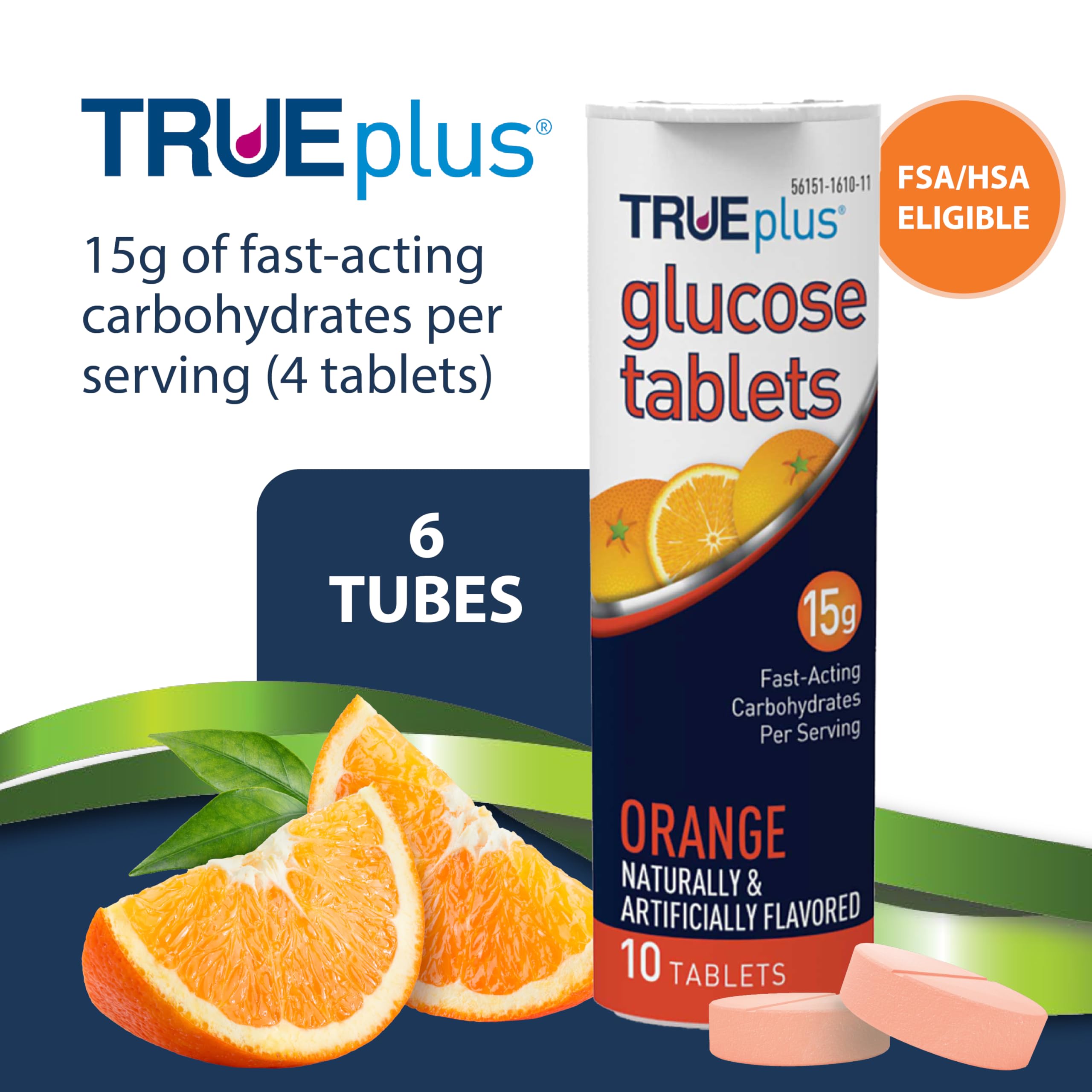TRUEplus tabletas textura cercana indicando masticable y sabor naranja