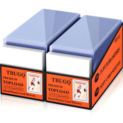 TRUGQ frente del pack con 200 top loaders y 200 fundas, ahorro y protección